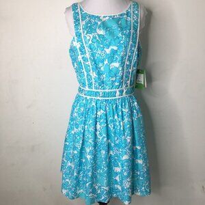 New Lilly Pulitzer Women's Becky Dress Shorely Blue Shes a Fox Size 4